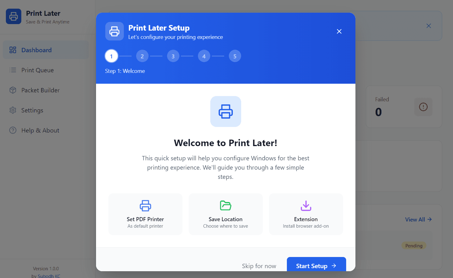 Print Later app showing saved web pages ready to print
